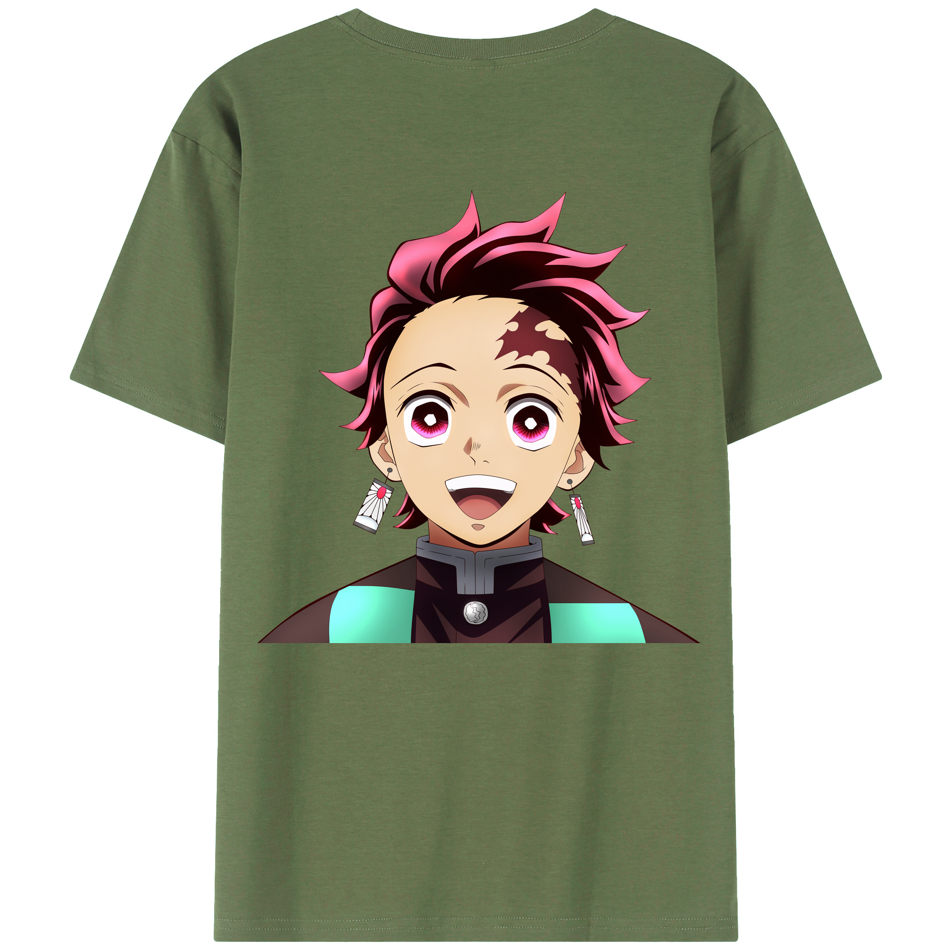 （画像用） 鬼滅の刃 竈門 炭治郎／かまど たんじろう Kamado Tanjirou 綿100％ メンズ半袖Tシャツ（バックプリント） 通気性